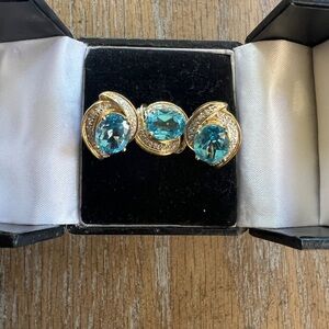 Vibrant Blue Topaz Set: Ring and Earrings – Elegance Redefined!